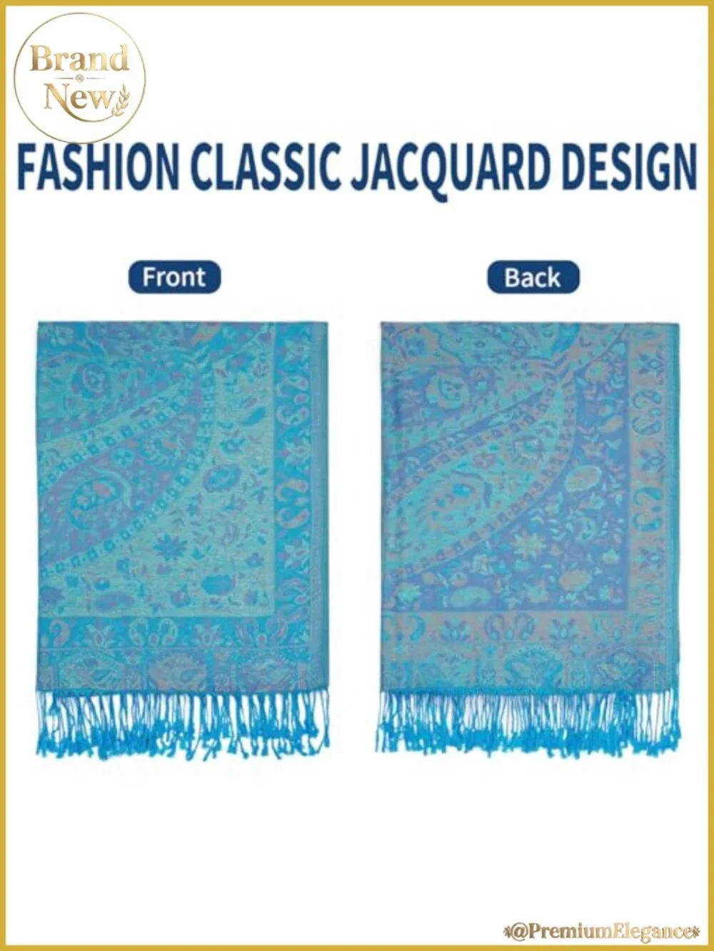 Reversible Paisley Pashmina Shawl Wrap Fringe Viscose Acrylic Silk Blend